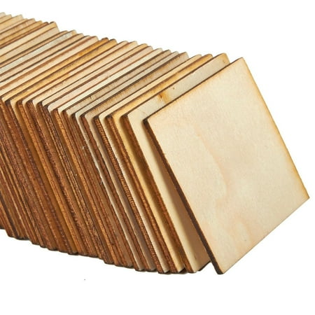Natural Rustic Craft Wood for Home Decoration 100-Pack Wooden Squares Cutout Tiles 1 x 1 inches DIY Supplies Unfinished Wood Pieces